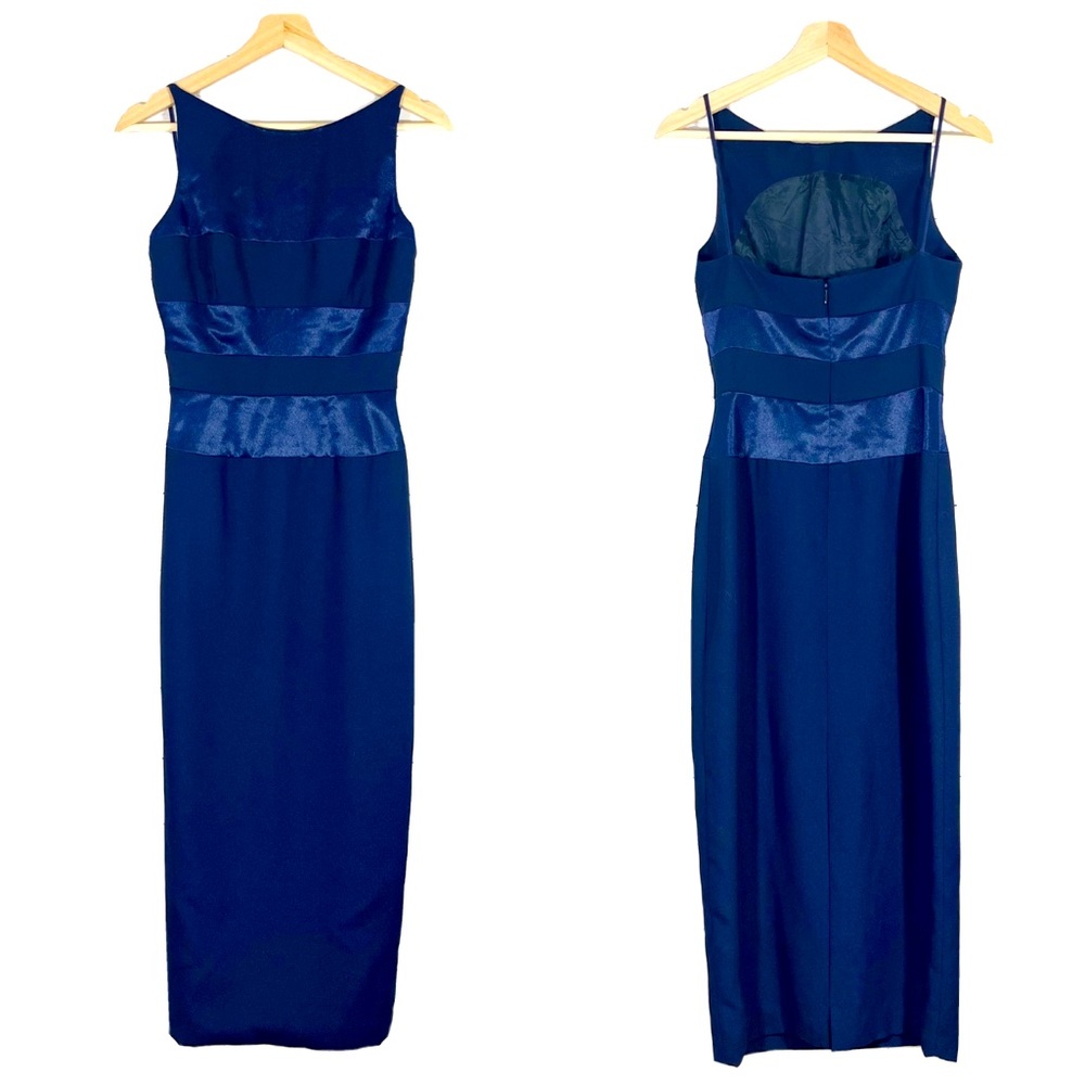 Cache Cocktail Sheath Formal Dress Sleeveless Navy Sz 4